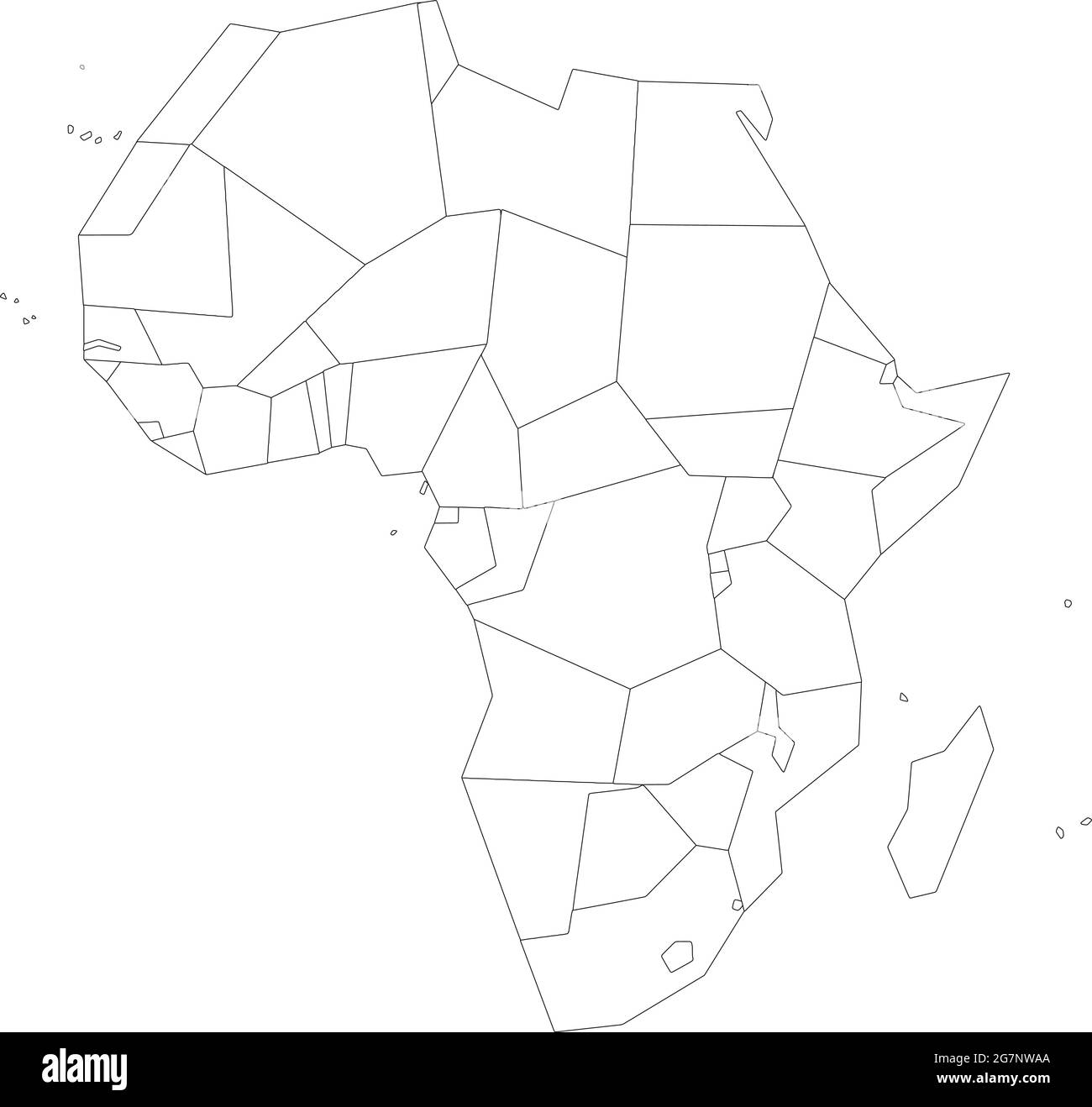 Carte vectorielle de l'Afrique pour étudier incolore avec contour, noir et blanc Illustration de Vecteur