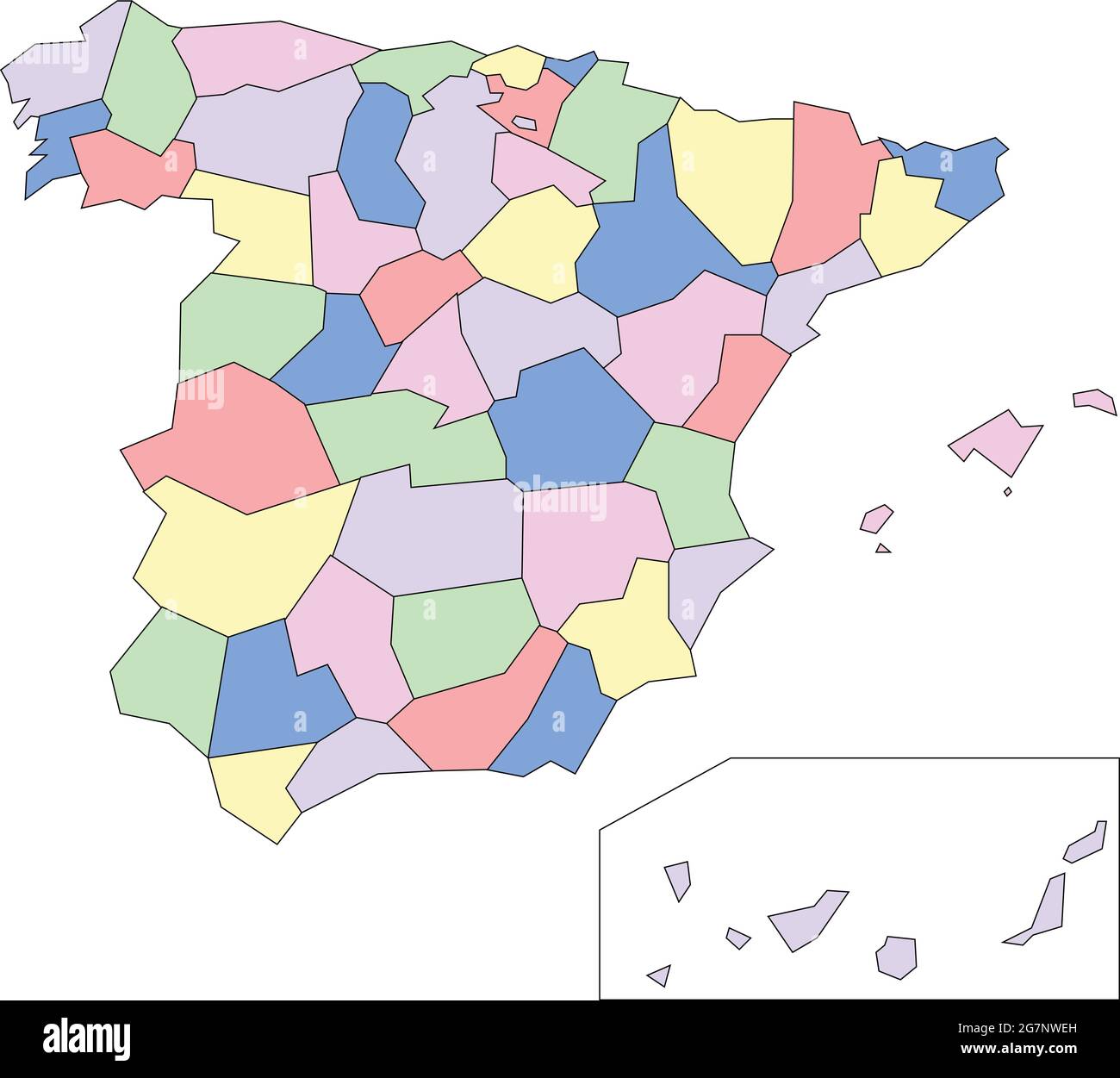 Carte vectorielle de l'Espagne à étudier avec les contours Illustration de Vecteur