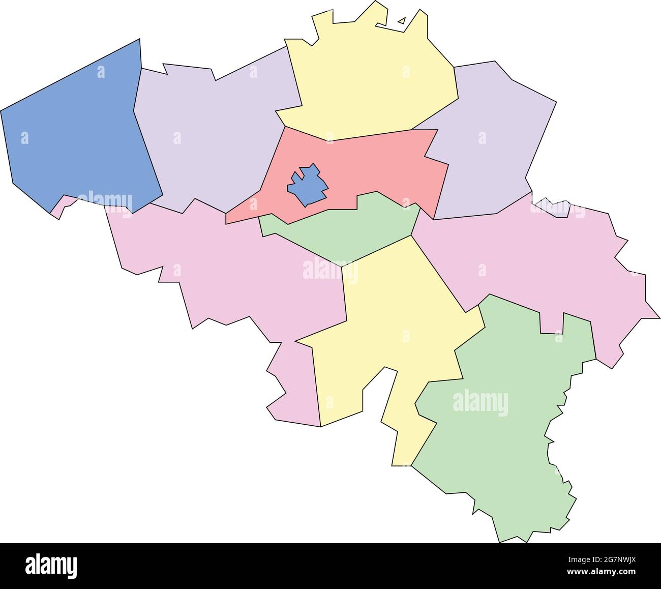 Carte vectorielle de la Belgique à étudier avec les contours Illustration de Vecteur