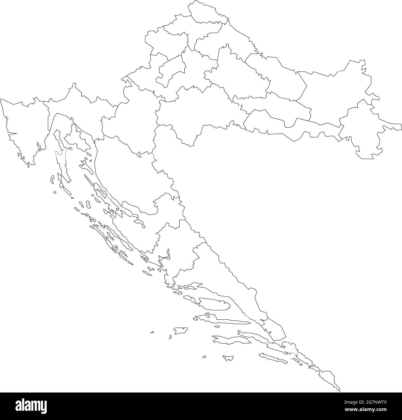 Carte vectorielle de Croatie pour étudier incolore avec contour Illustration de Vecteur