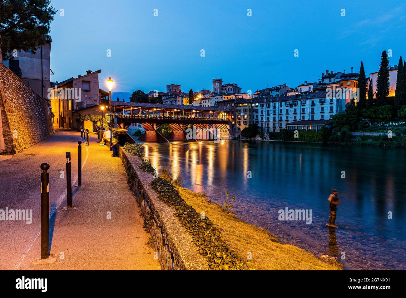 Italie Veneto Bassano del Grappa - le pont d'od (il Ponte vecchio ) Banque D'Images