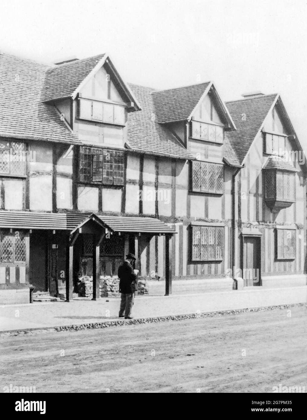 Lieu de naissance de William Shakespeare (1564-1615), Stratford-upon-Avon, dans le Warwickshire, en Angleterre. Photo: 1860s. Banque D'Images