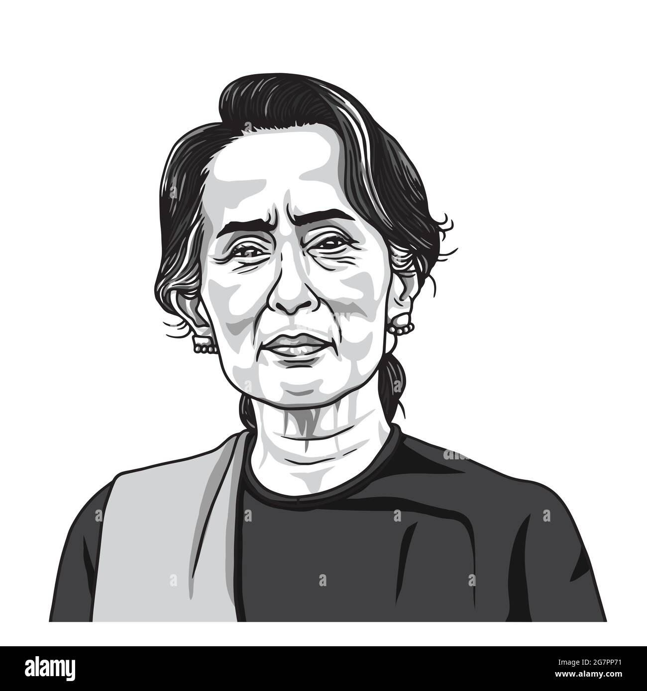 Aung San Suu Kyi Portrait Illustration Vector Illustration de Vecteur