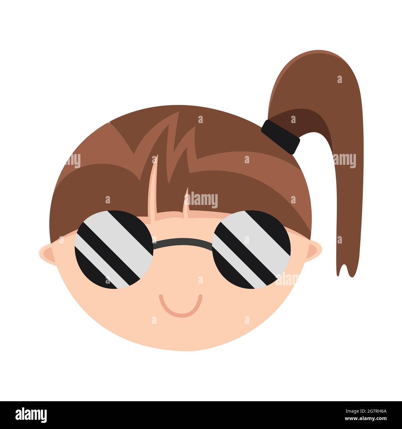 Isole Visage Cool Petite Fille Mignonne Dans Des Lunettes De Soleil Visage Souriant De L Enfant Element Clipart Pour Autocollant Emoji Joyeux Adolescent En Vacances D Ete Image Vectorielle Stock Alamy