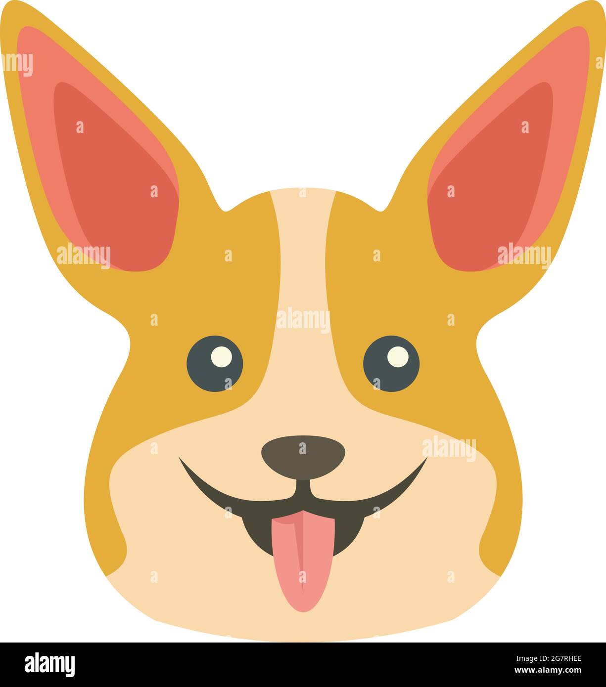 Icône chien corgi heureux. Illustration plate de l'icône du vecteur chien Happy Corgi isolée sur fond blanc Illustration de Vecteur