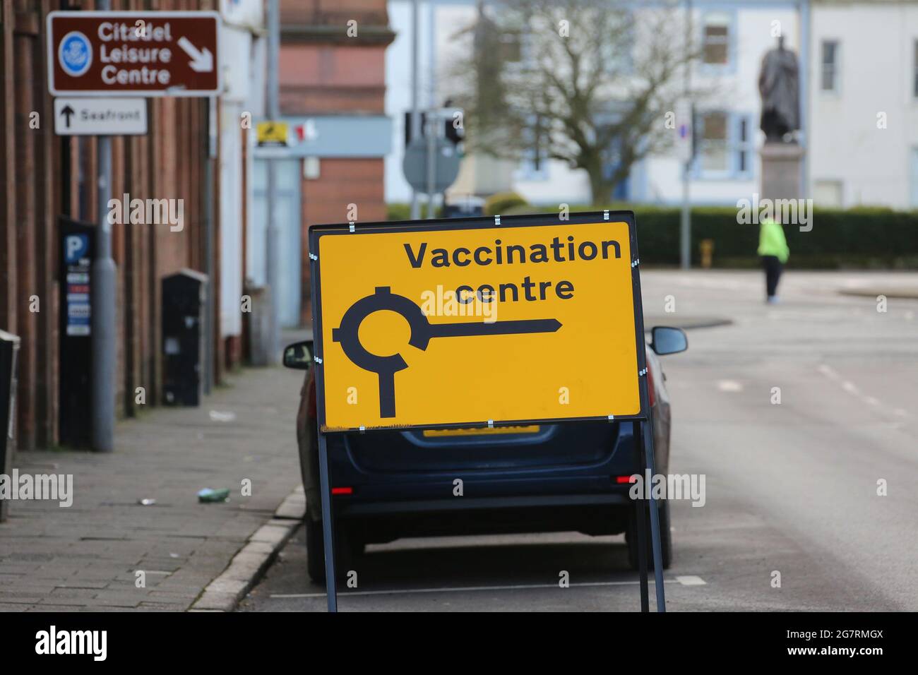 Ayr, Ayrshire, Écosse, Royaume-Uni. 1er février 2021. Ayrshire & Arran NHS commence le déploiement de la vaccination de masse au centre de loisirs Citadel d'Ayr. Les centres de vaccination de masse ouverts aujourd'hui pour les personnes âgées de 65-79 à 65 ans d'Ayrshire 79 seront invités à venir pour leur vaccin COVID-19 en février dans le cadre du programme local de vaccination de masse d'Ayrshire et d'Arrans. Photos de la Citadelle d'Ayr Banque D'Images