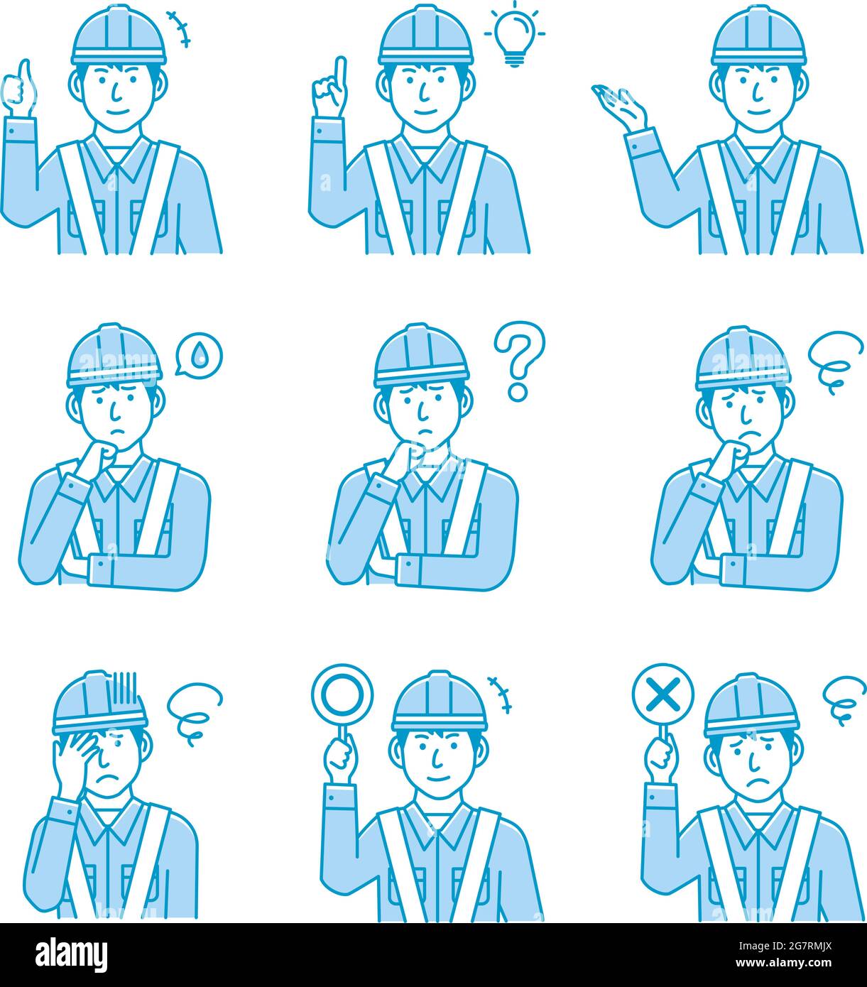 Jeu d'illustrations de variation de mouvement de travailleur de col bleu mâle Illustration de Vecteur