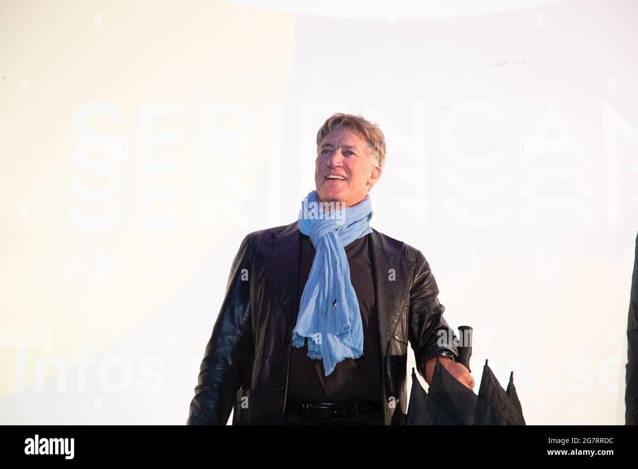 Der österreichische Sauspieler Tobias Moretti, bürgerlich Tobias Bloeb, vor der Premiere der ZDF und Servus TV Serie IM Netz der Camorra/il Passtore am 13. Juli 2021 beim Seriencamp in der Hochschule für film und Fernsehen in München. * l'acteur autrichien Tobias Moretti, né Tobias Baléb, à la première de la série IM Netz der Camorra/il Pastore le 13 juillet 2021 à l'Université de la télévision et du film de Munich. (Photo par Alexander Pohl/Sipa USA) crédit: SIPA USA/Alay Live News Banque D'Images