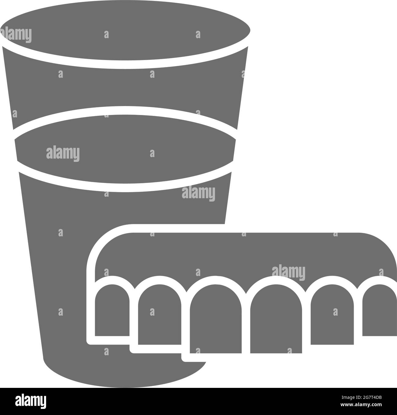 Dentiers avec verre d'icône gris eau. Illustration de Vecteur