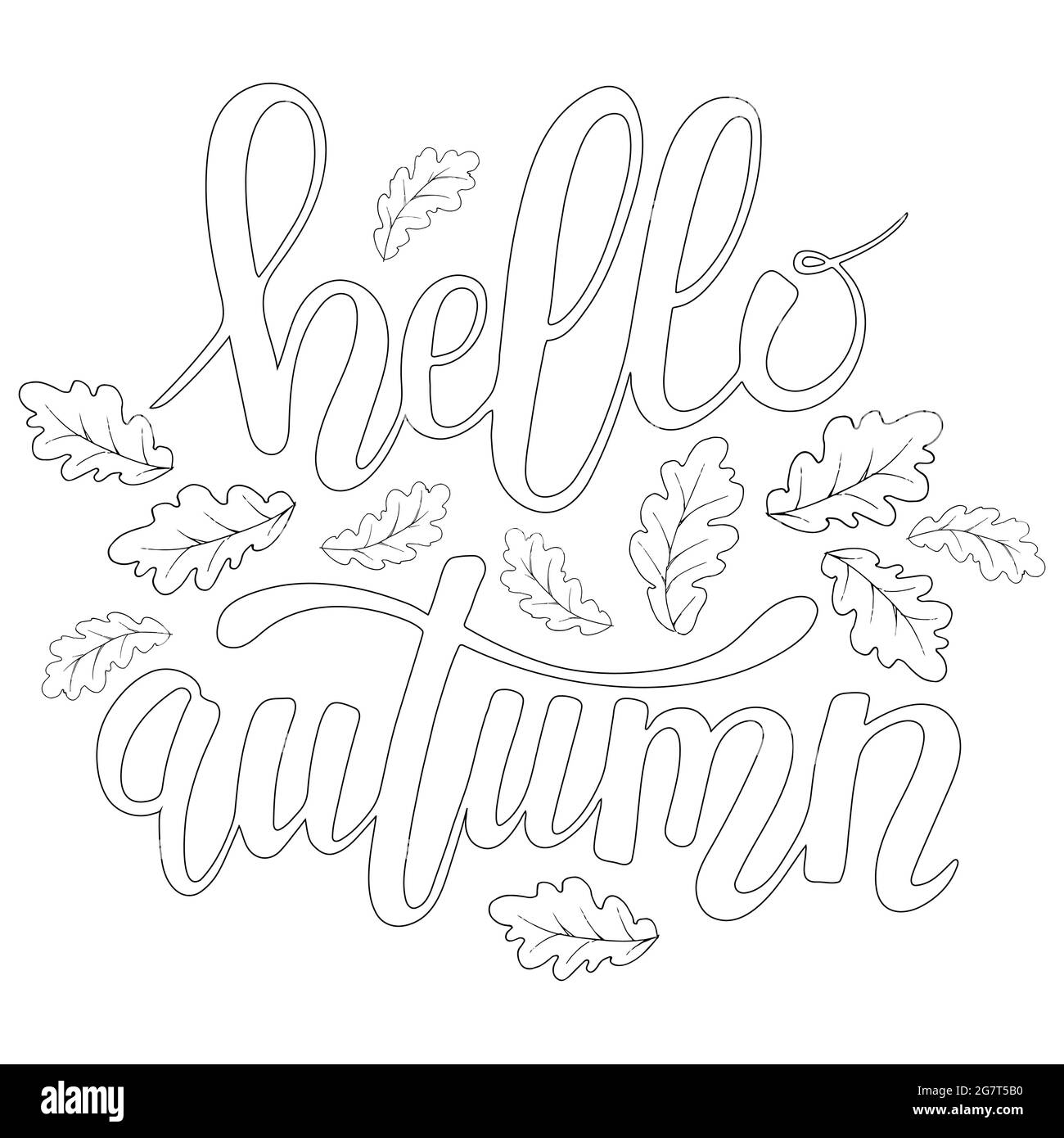 Page de livre de coloriage vectoriel Hello Autumn Illustration de Vecteur