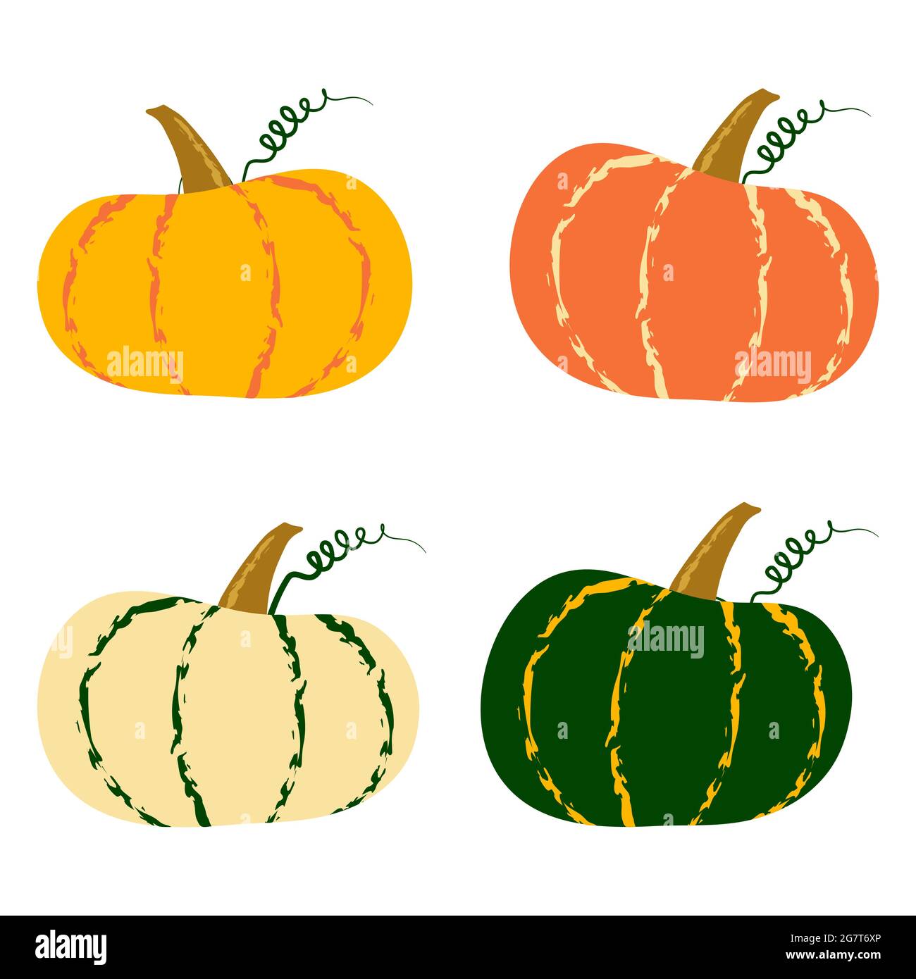 Ensemble de citrouilles à motif vectoriel plat, palette d'automne, eps10 Illustration de Vecteur