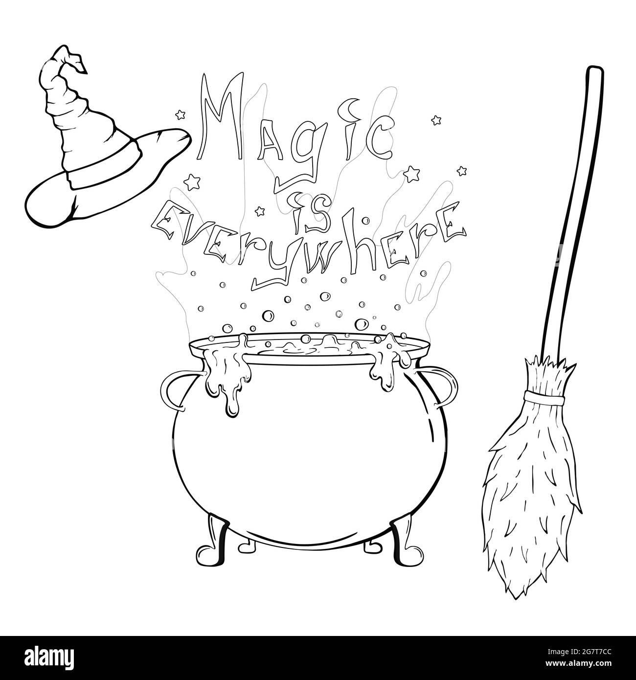 Magic est partout la page de livre de coloriage Illustration de Vecteur
