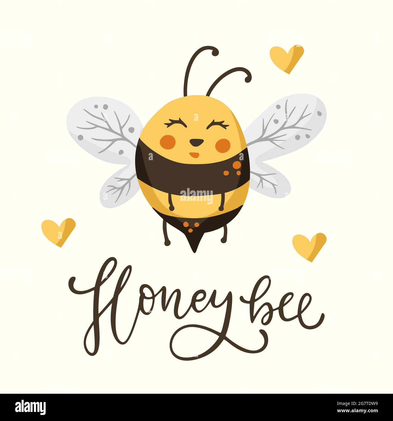 Joli Dessin D Illustration D Abeille Avec Des Lettres De Citation Drole Carte De Voeux A L Animal D Amour Bourdon Au Miel Abeille Image Vectorielle Stock Alamy