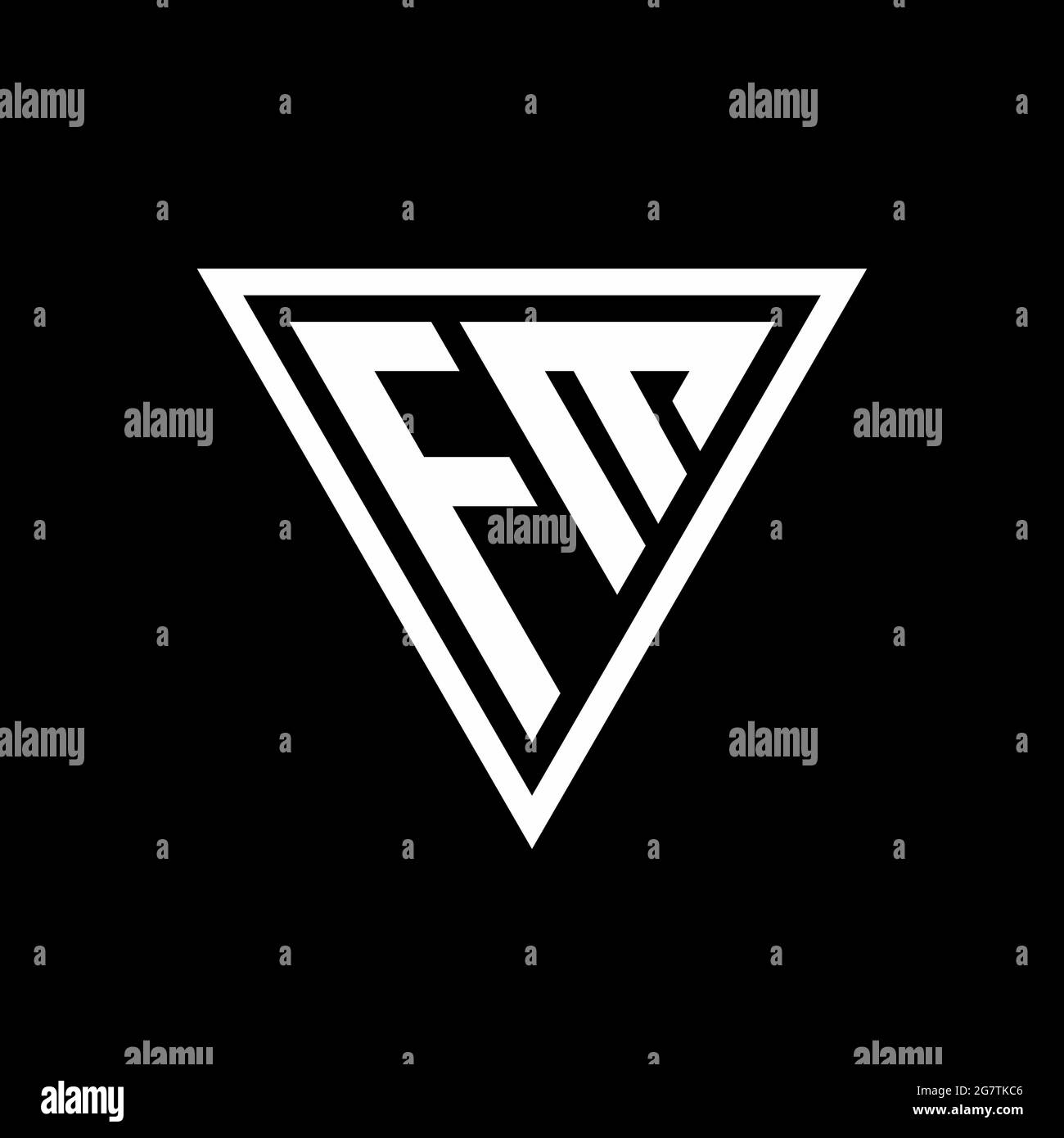Monogramme logo FM avec forme de tirangle isolé sur fond noir icône de vecteur géométrique Illustration de Vecteur