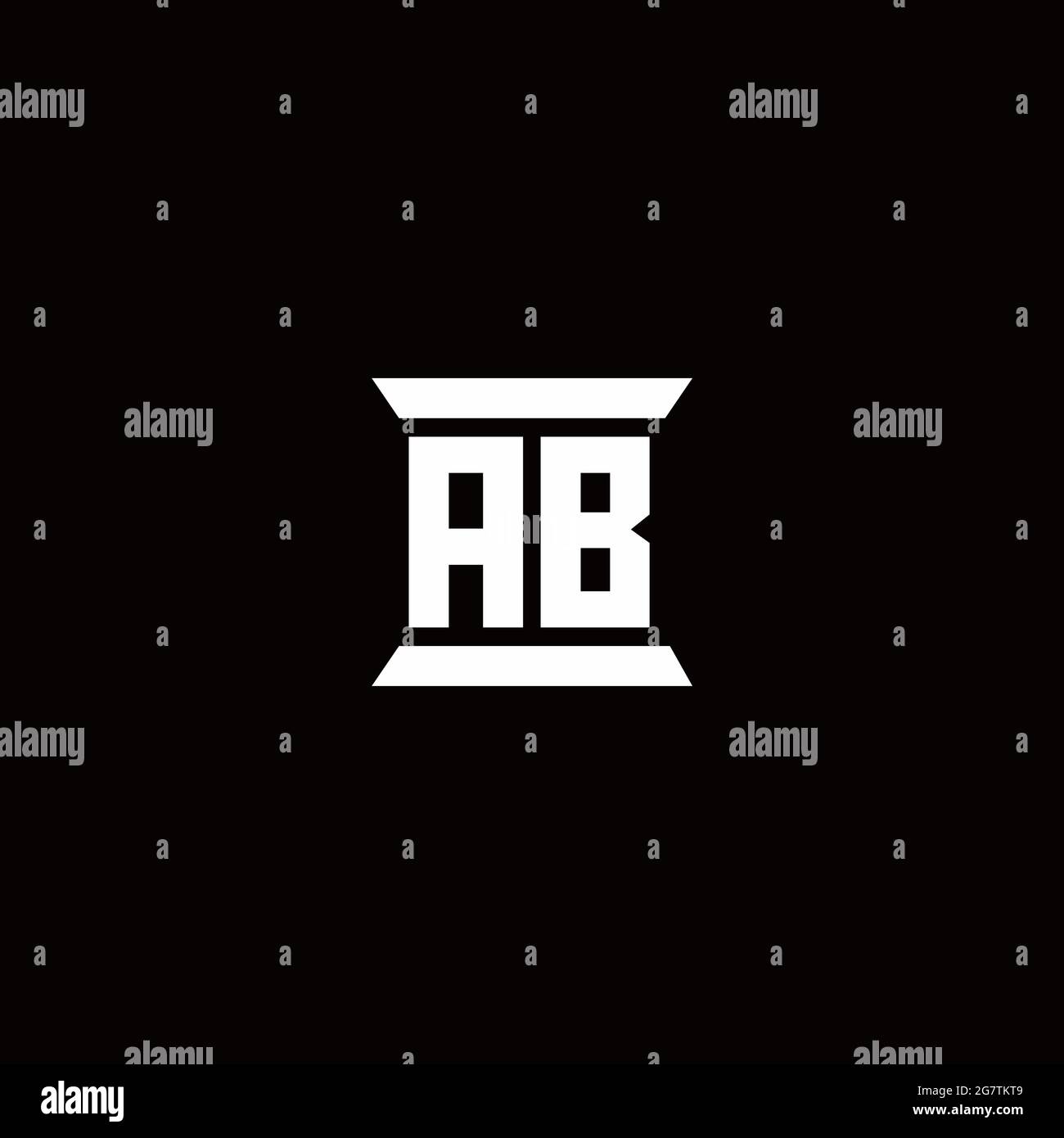 Logo AB lettre initiale monogramme avec modèle de conception en forme de pilier isolé sur fond noir Illustration de Vecteur