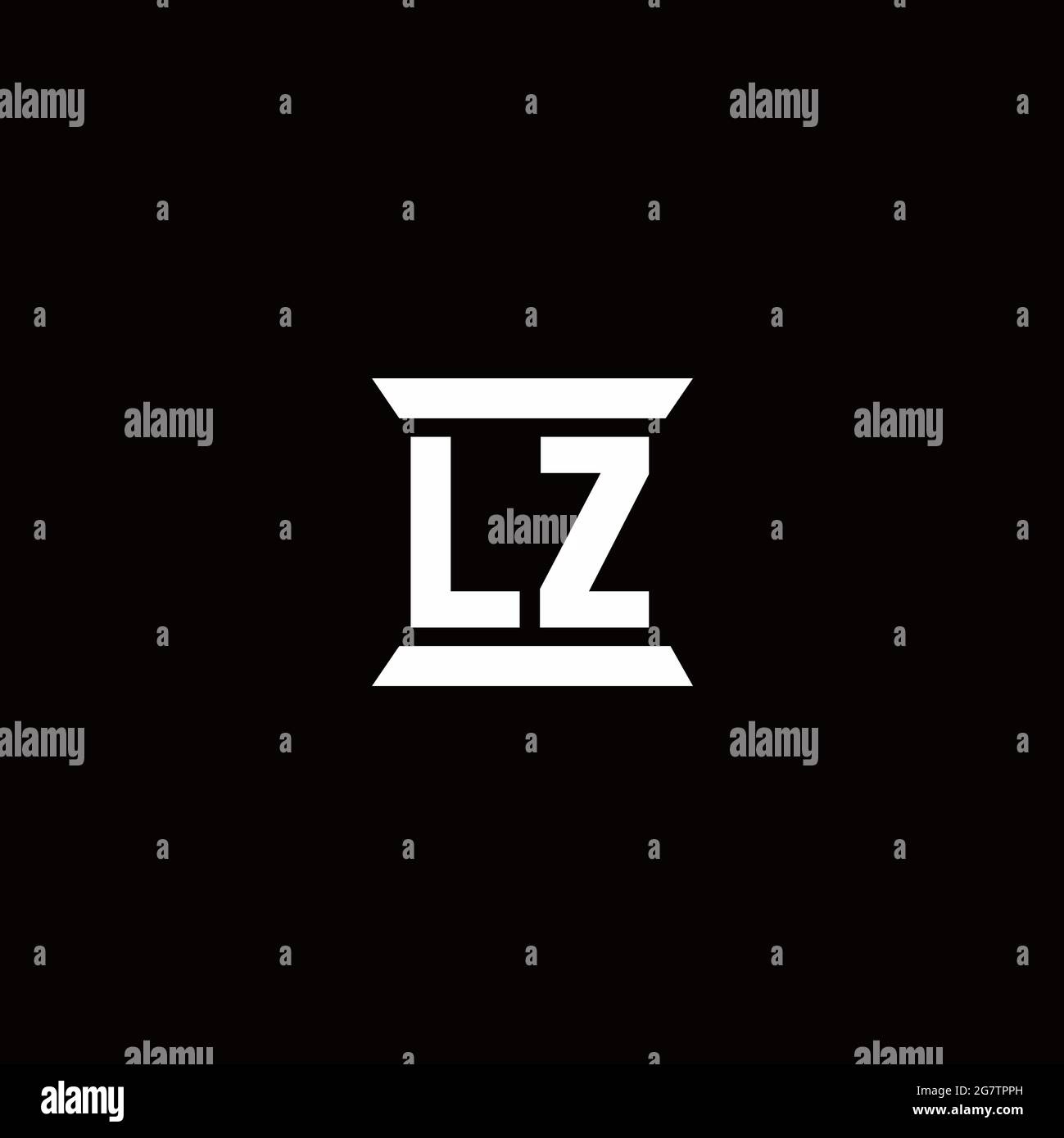 Logo LZ lettre initiale monogramme avec modèle de forme de pilier isolé sur fond noir Illustration de Vecteur