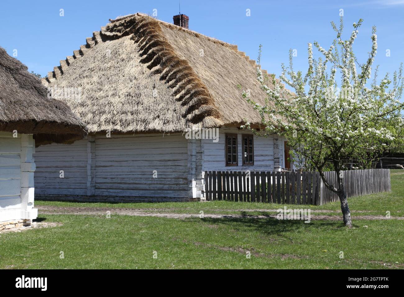 Ancienne maison de campagne, musée en plein air à Tokarnia, Tokarnia, swietokrzyskie, Pologne, architecture rurale, Banque D'Images