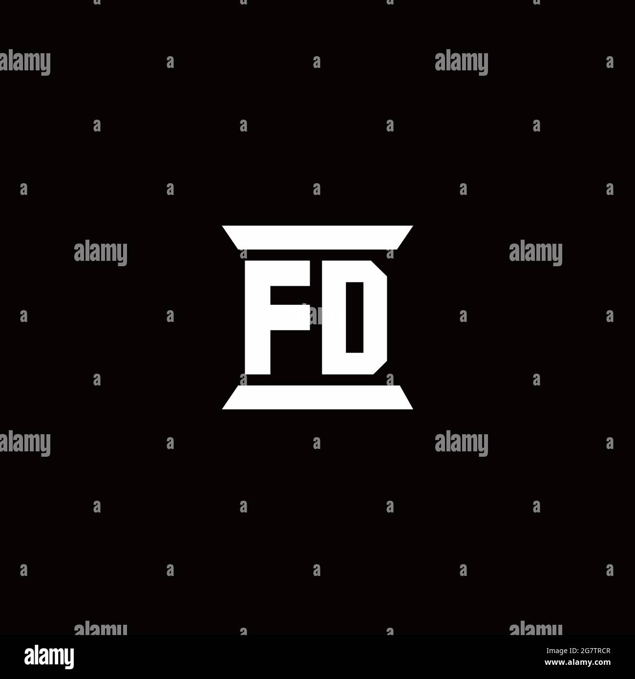 FD logo lettre initiale monogramme avec modèle de forme de pilier isolé sur fond noir Illustration de Vecteur