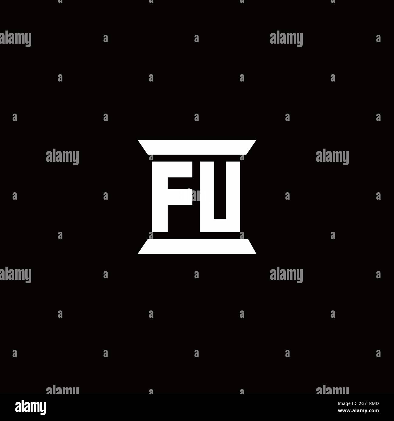 LOGO FU lettre initiale monogramme avec modèle de conception en forme de pilier isolé sur fond noir Illustration de Vecteur