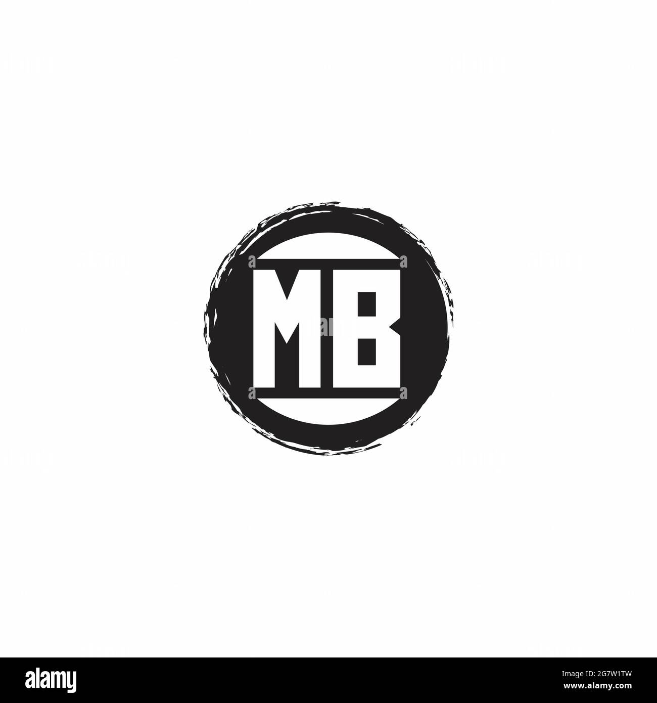 Logo MB lettre initiale Monogramme avec modèle de forme de cercle abstrait isolé sur fond blanc Illustration de Vecteur