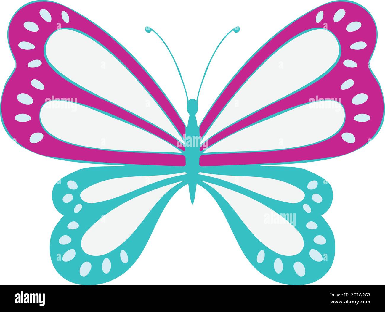 Papillon coloré , illustration vectorielle, icône. Papillon avec ailes ouvertes, vue de dessus Illustration de Vecteur