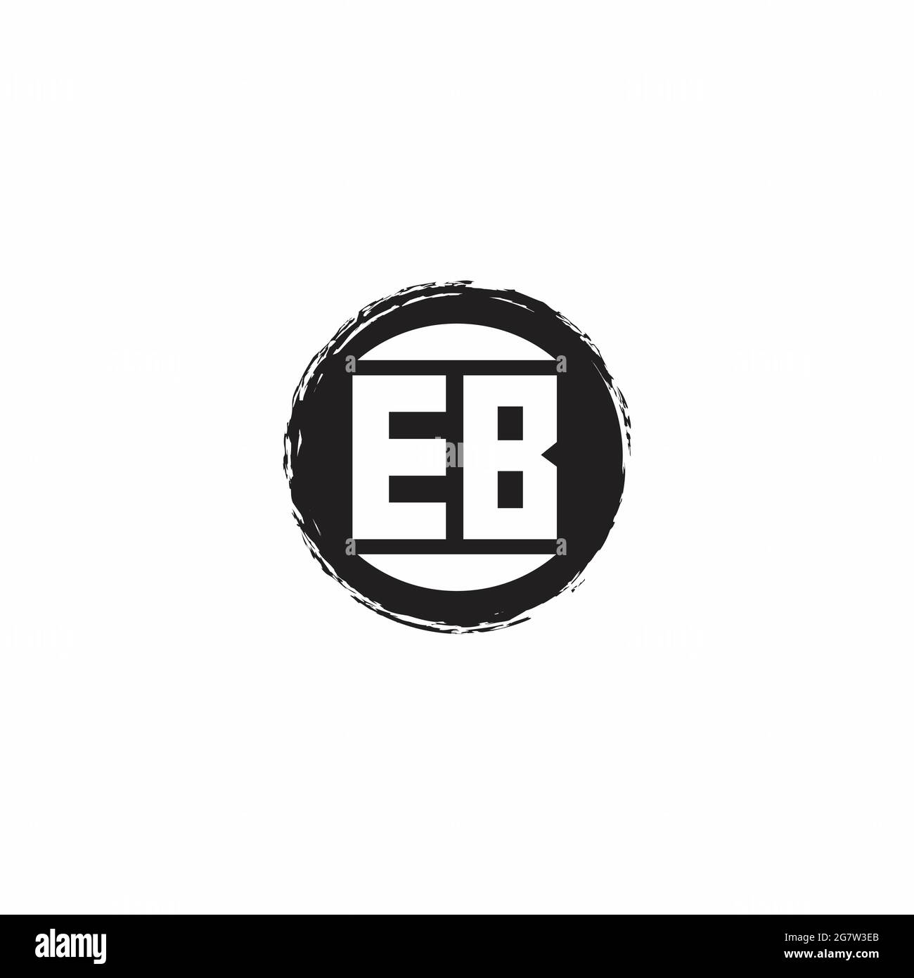 Logo EB lettre initiale Monogramme avec modèle de forme de cercle abstrait isolé sur fond blanc Illustration de Vecteur