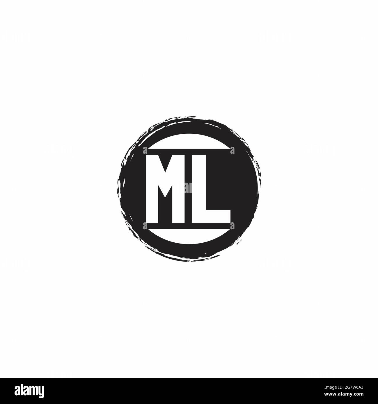 LOGO ML lettre initiale Monogramme avec modèle de forme de cercle abstrait isolé sur fond blanc Illustration de Vecteur