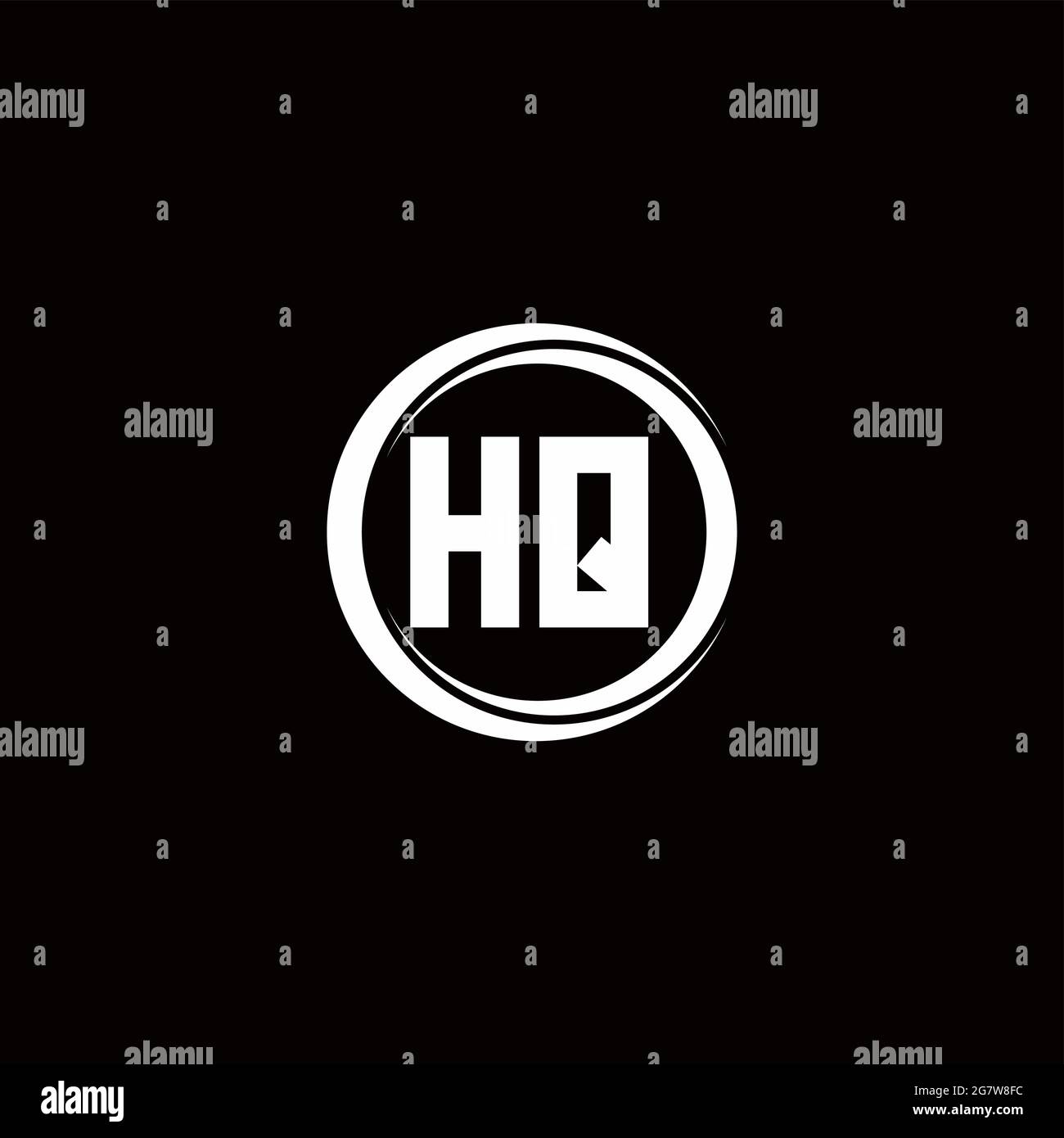 Logo HQ lettre initiale monogramme avec tranche circulaire modèle de conception arrondie isolé sur fond noir Illustration de Vecteur