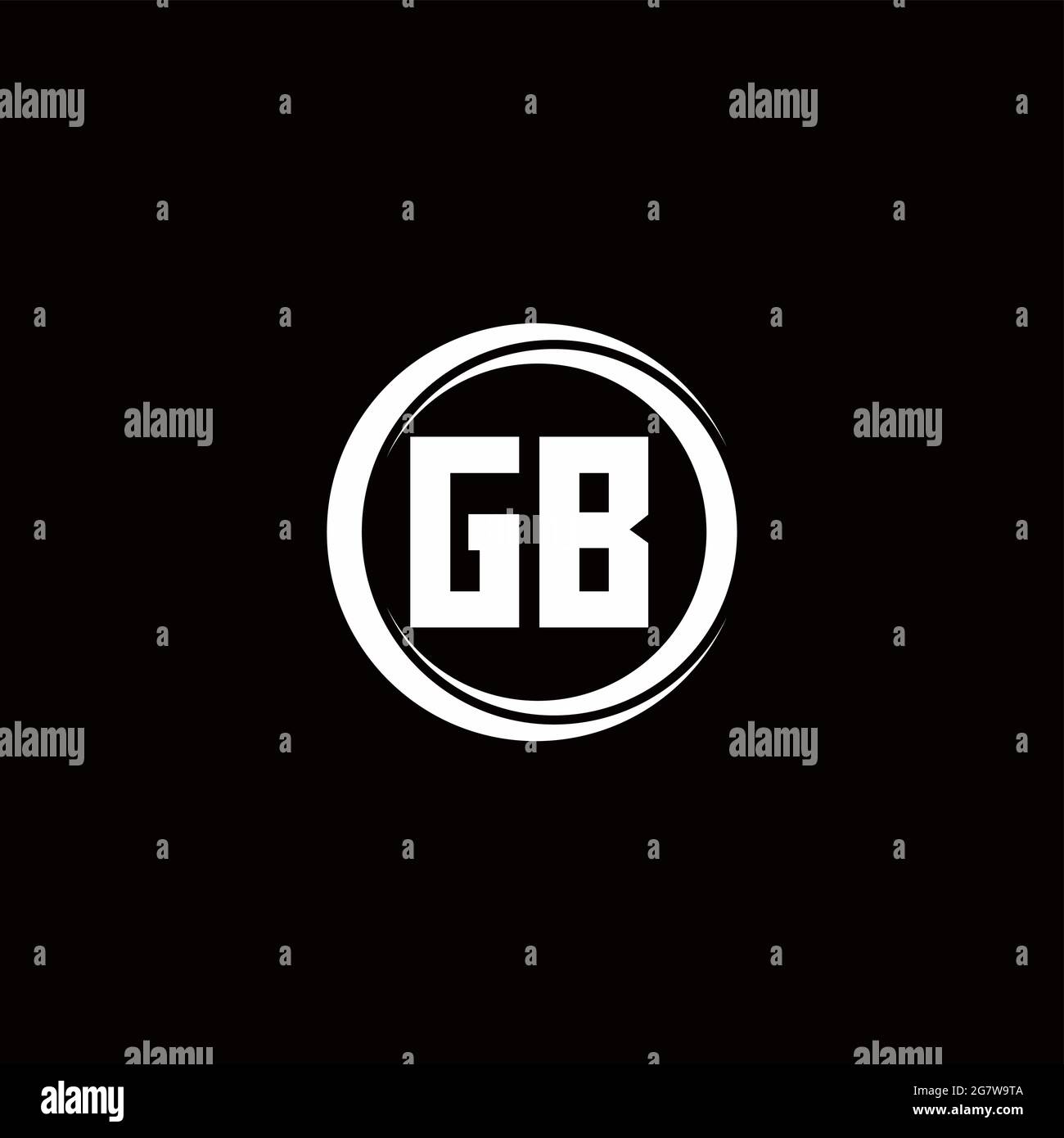 Logo GB lettre initiale monogramme avec cercle tranche modèle de conception arrondie isolé dans fond noir Illustration de Vecteur