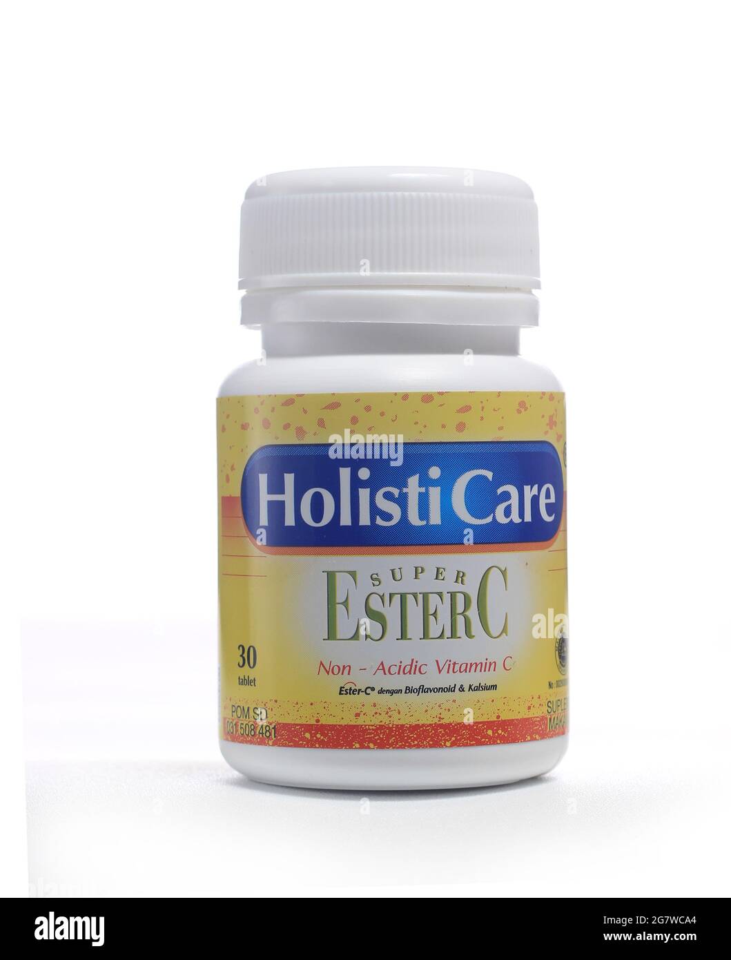 Usage éditorial exclusif, 13 juillet 2021, vitamine C de la bouteille de plastique blanc, East Jakarta, Indonesia photo Studio Indoor Banque D'Images