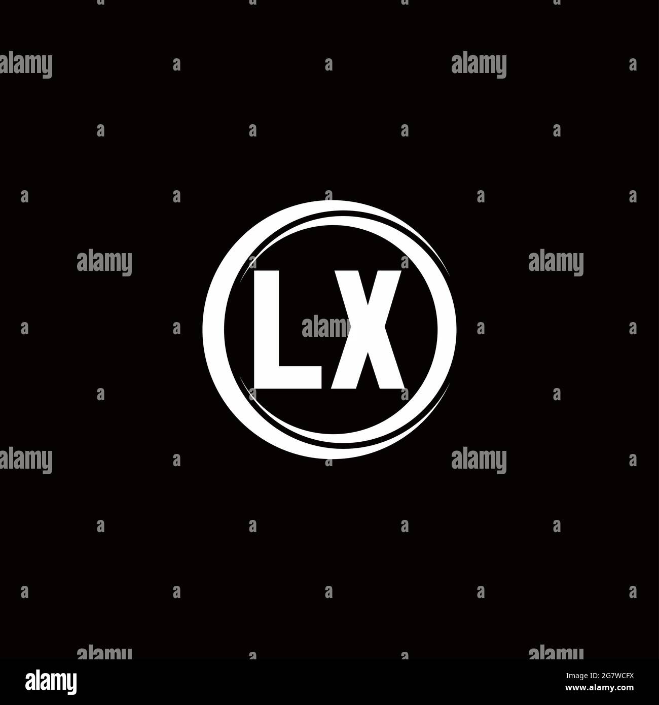 Logo LX lettre initiale monogramme avec tranche circulaire modèle de conception arrondie isolé sur fond noir Illustration de Vecteur