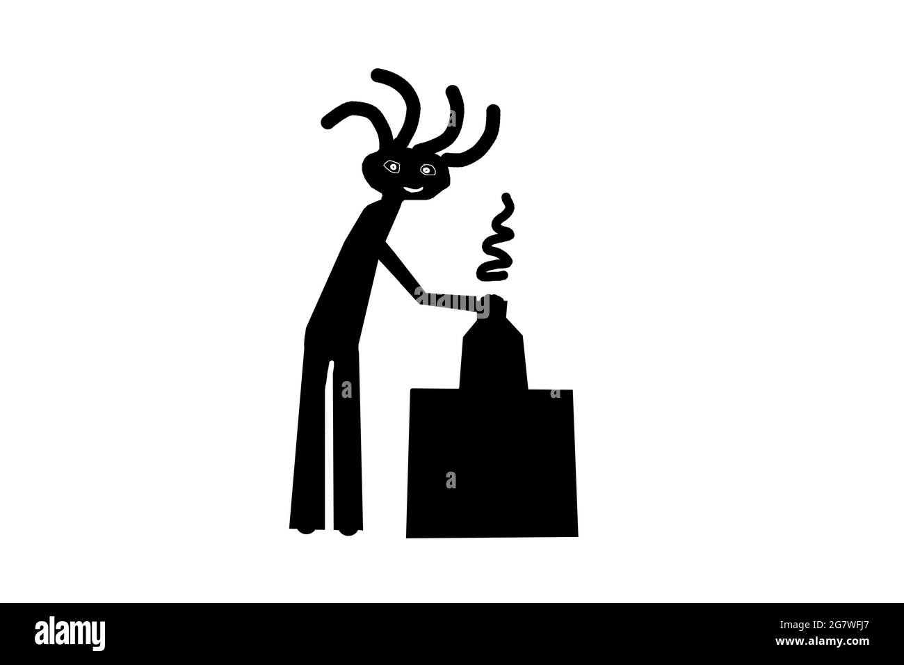 doodle rastaman fumer de la marijuana à travers une illustration de bong d'eau. Banque D'Images