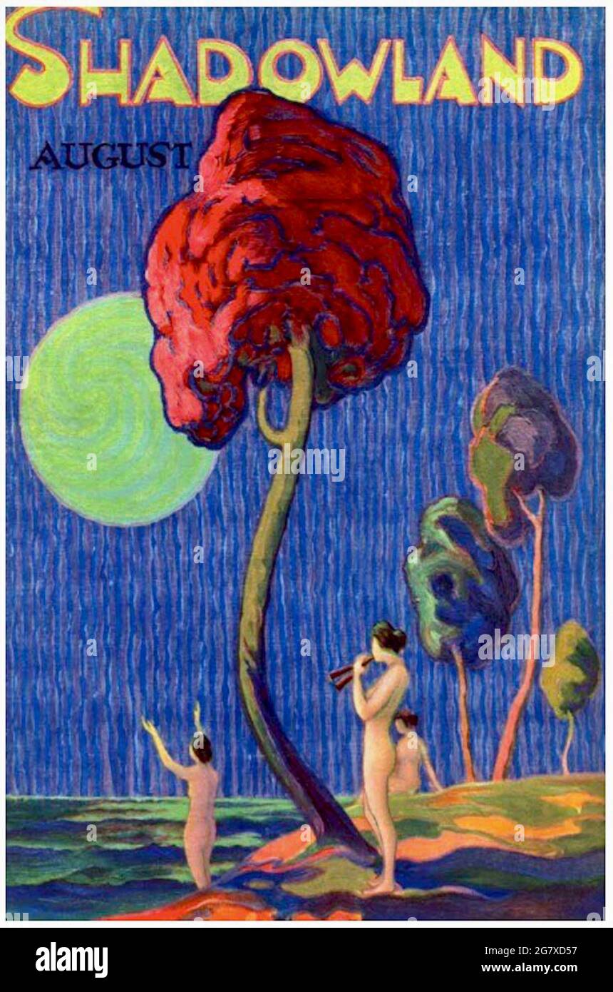 Couverture du magazine Shadowland des années 1920 avec une couverture par UN M Hopfmuller. Banque D'Images