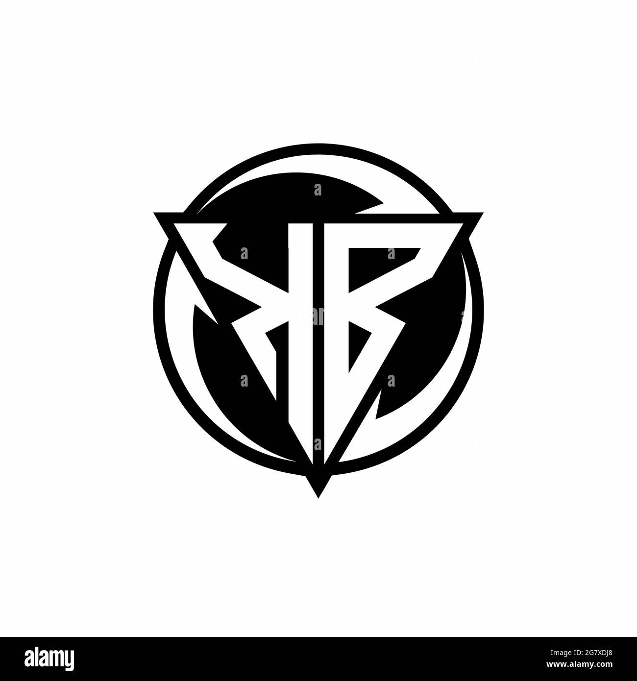 Logo KB avec forme triangulaire et cercle modèle de conception arrondi isolé sur fond blanc Illustration de Vecteur