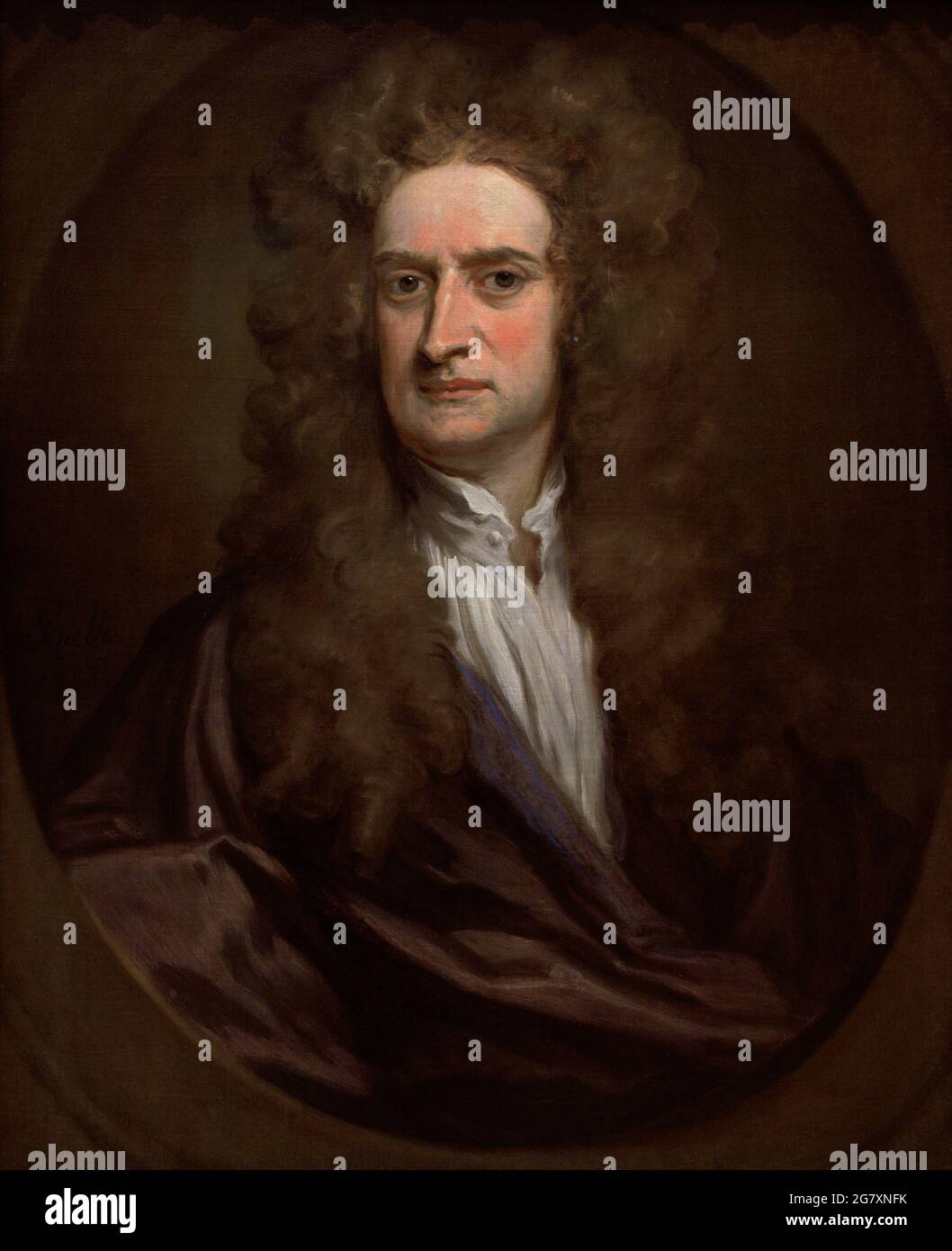 Isaac Newton (1642-1727). Physicien et mathématicien anglais. Portrait de Sir Godfrey Kneller (1646-1723). Huile sur toile (75,6 x 62,2 cm), 1702. Galerie nationale de portraits. Londres, Angleterre, Royaume-Uni. Banque D'Images