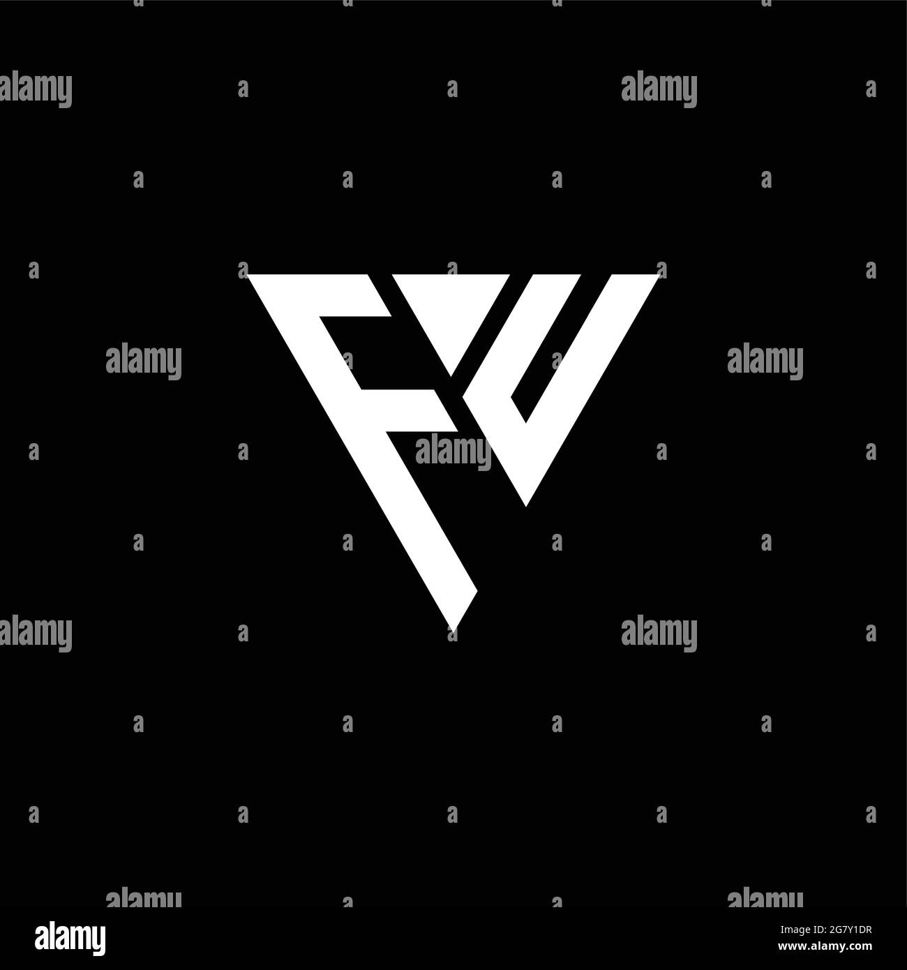 FU logo lettre monogramme avec modèle de forme triangulaire isolé sur fond noir Illustration de Vecteur