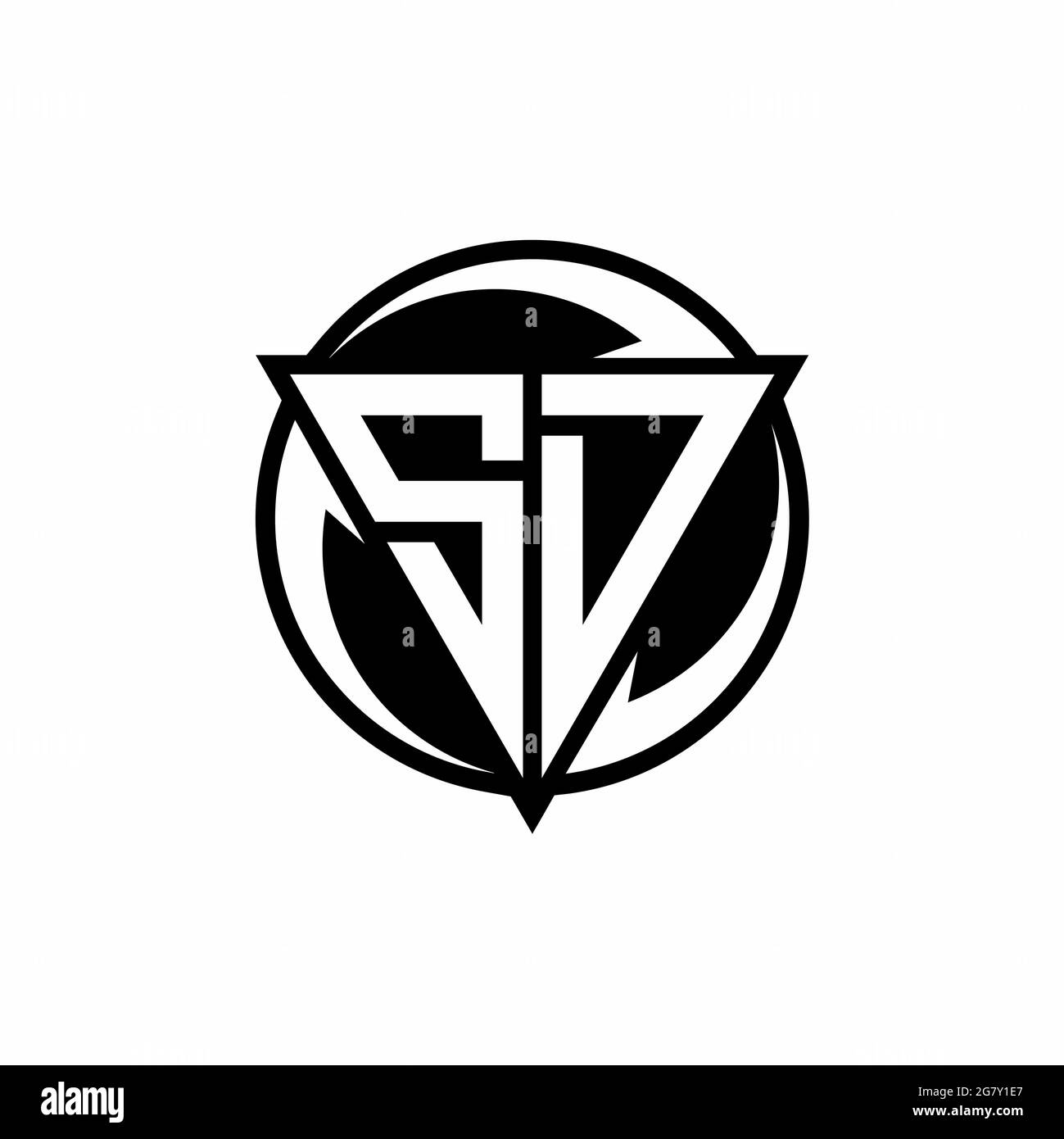 Logo SD avec forme triangulaire et modèle de forme arrondie circulaire isolé sur fond blanc Illustration de Vecteur
