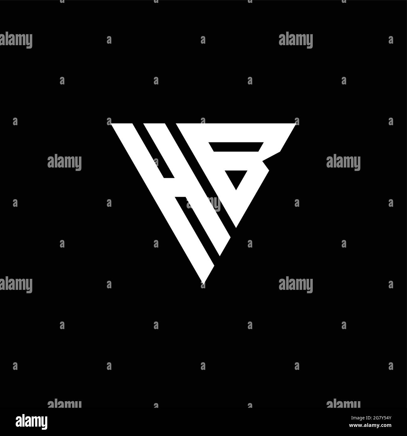 HB logo lettre monogramme avec modèle de forme triangulaire isolé sur fond noir Illustration de Vecteur