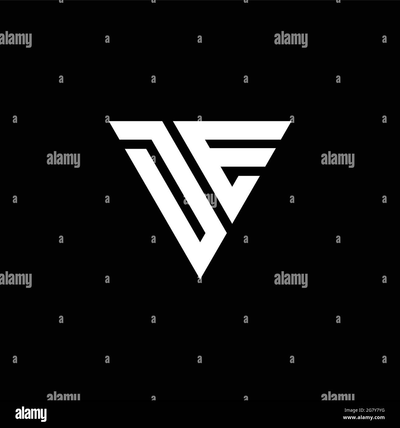 Logo DF avec forme de triangle d'espace négatif et modèle de forme arrondie de cercle isolé sur fond noir Illustration de Vecteur