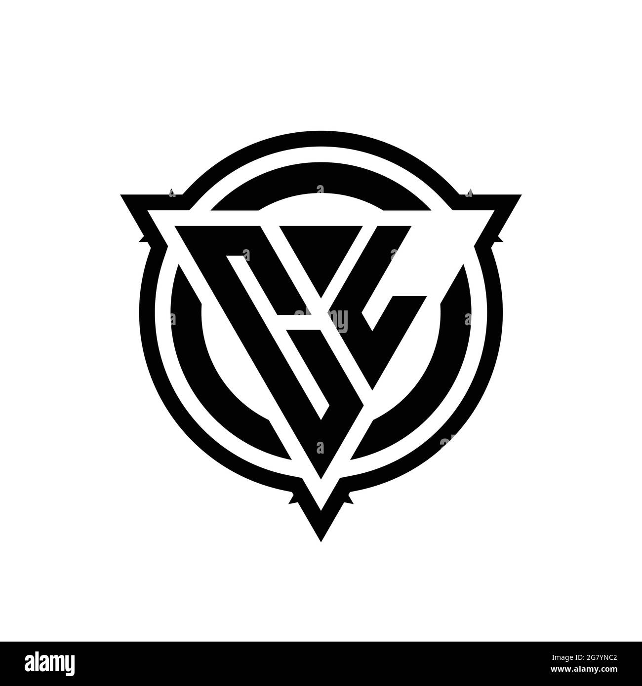 Logo CL en forme de triangle et cercle avec contour modèle arrondi isolé sur fond blanc Illustration de Vecteur