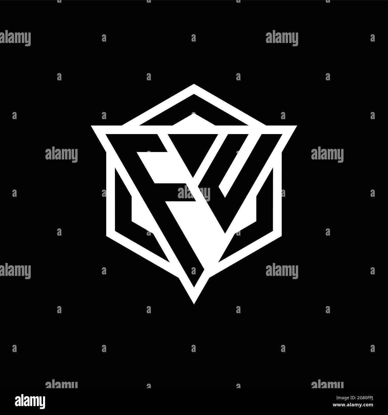 MONOGRAMME DU logo FU avec combinaison de triangles et de formes hexagonales isolée sur le dos et de couleurs blanches Illustration de Vecteur