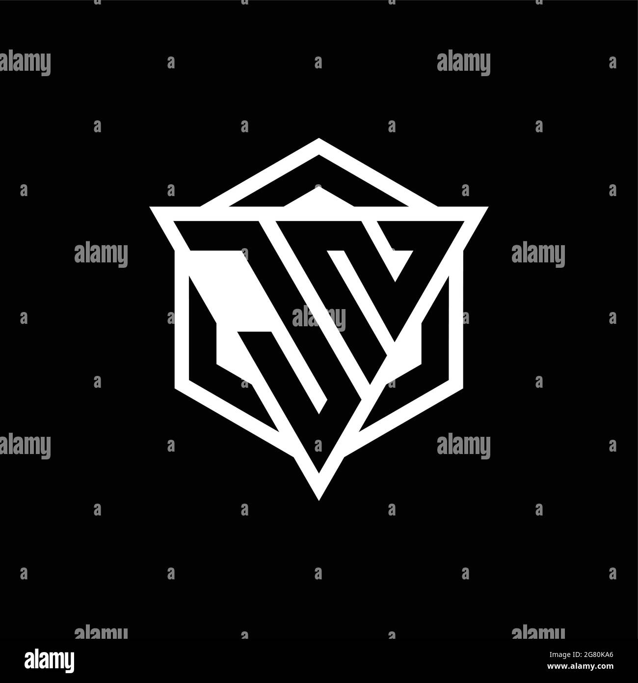 MONOGRAMME LOGO JN avec combinaison triangle et forme hexagonale isolée sur le dos et les couleurs blanches Illustration de Vecteur