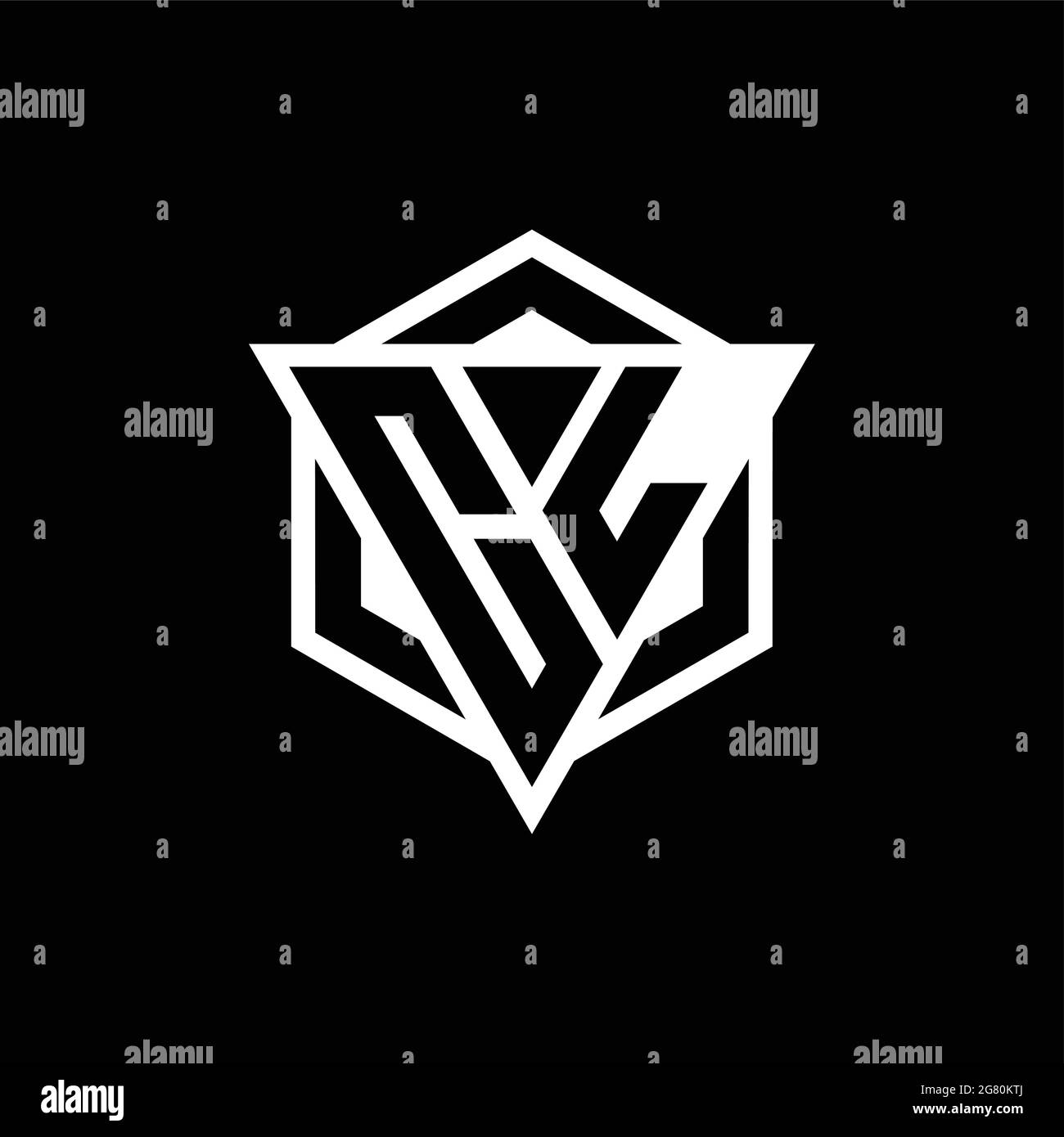 Monogramme du logo CL avec combinaison de triangle et de forme hexagonale isolée sur le dos et les couleurs blanches Illustration de Vecteur