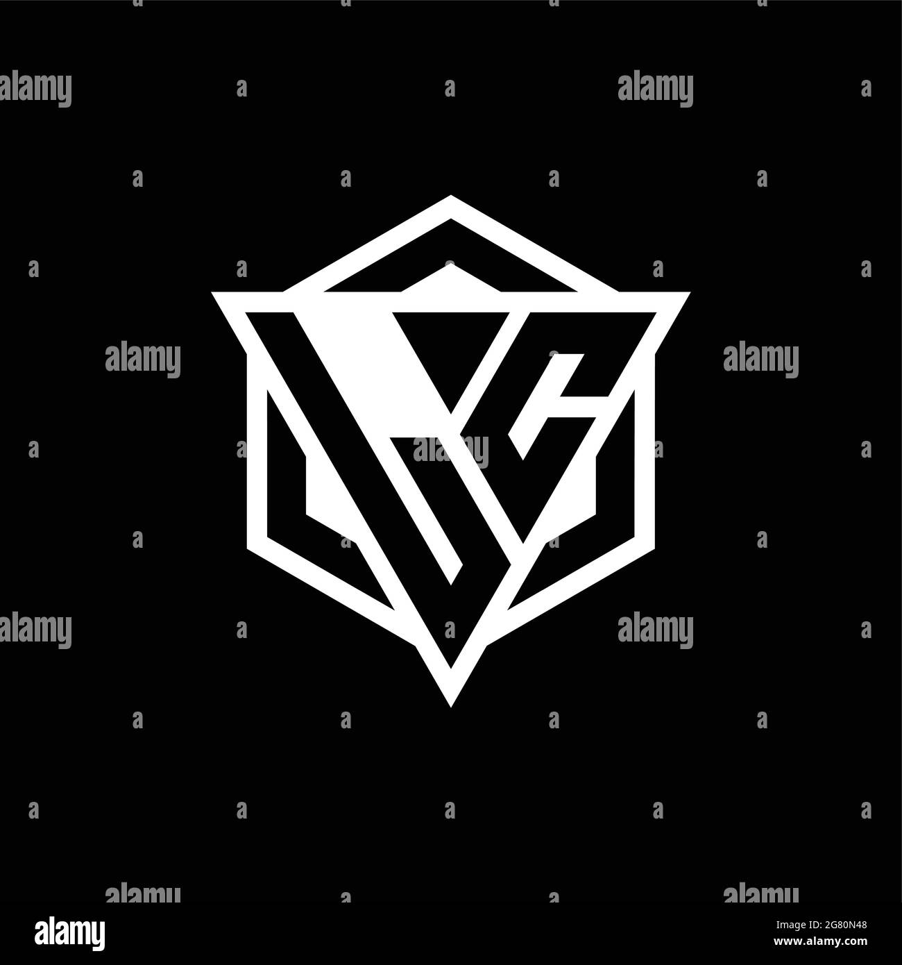 Monogramme avec logo LC avec combinaison de triangles et de formes hexagonales isolée au dos et de couleurs blanches Illustration de Vecteur