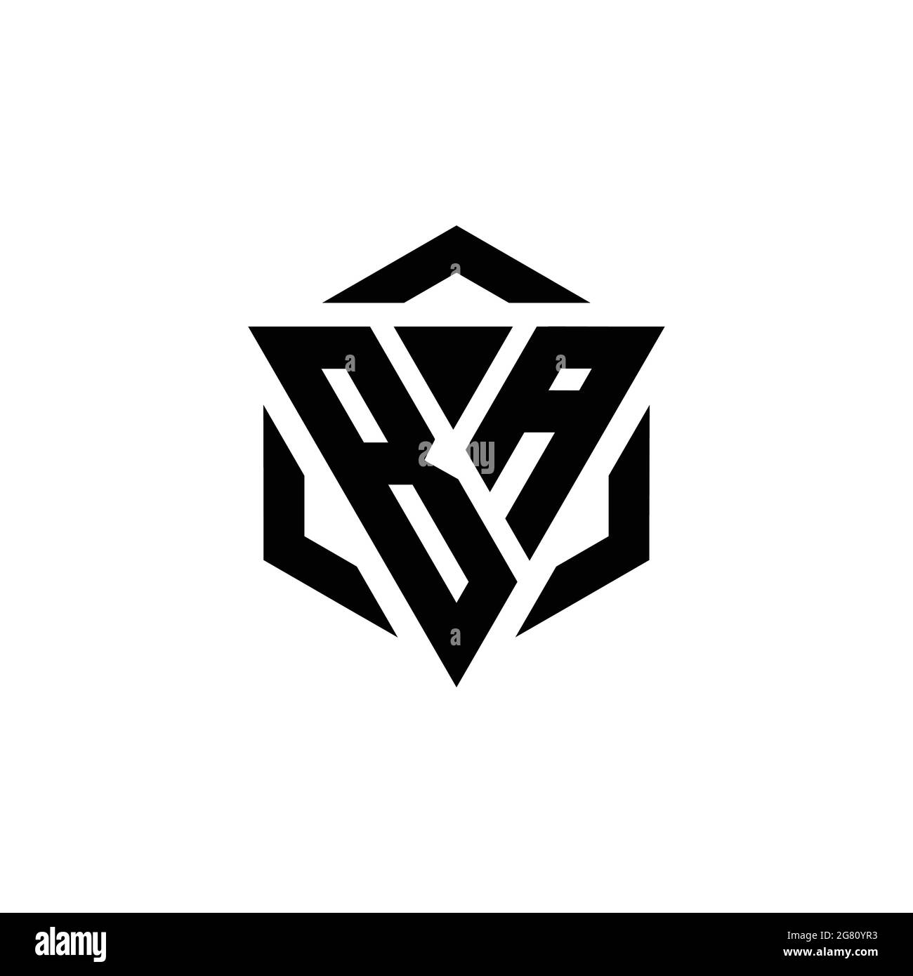 Monogramme BA logo avec gabarit de conception moderne triangulaire et hexagonale isolé sur fond blanc Illustration de Vecteur