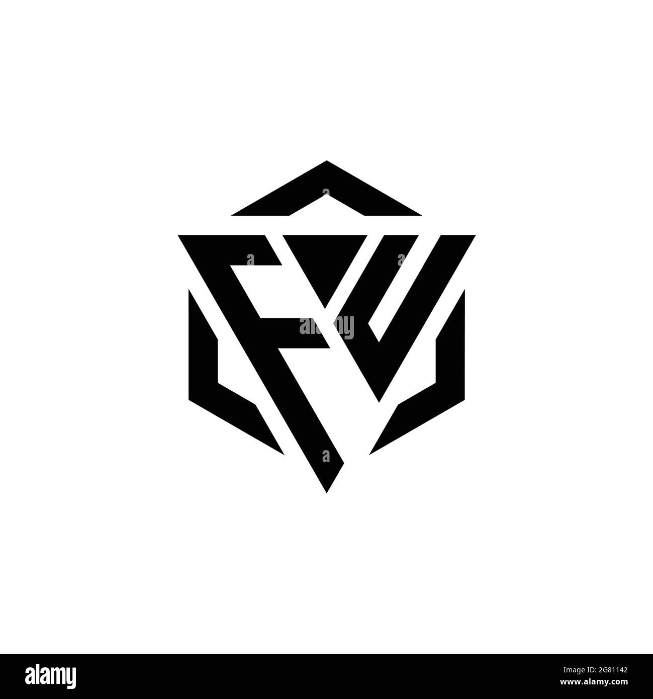 MONOGRAMME FU logo avec gabarit de conception moderne triangulaire et hexagonale isolé sur fond blanc Illustration de Vecteur
