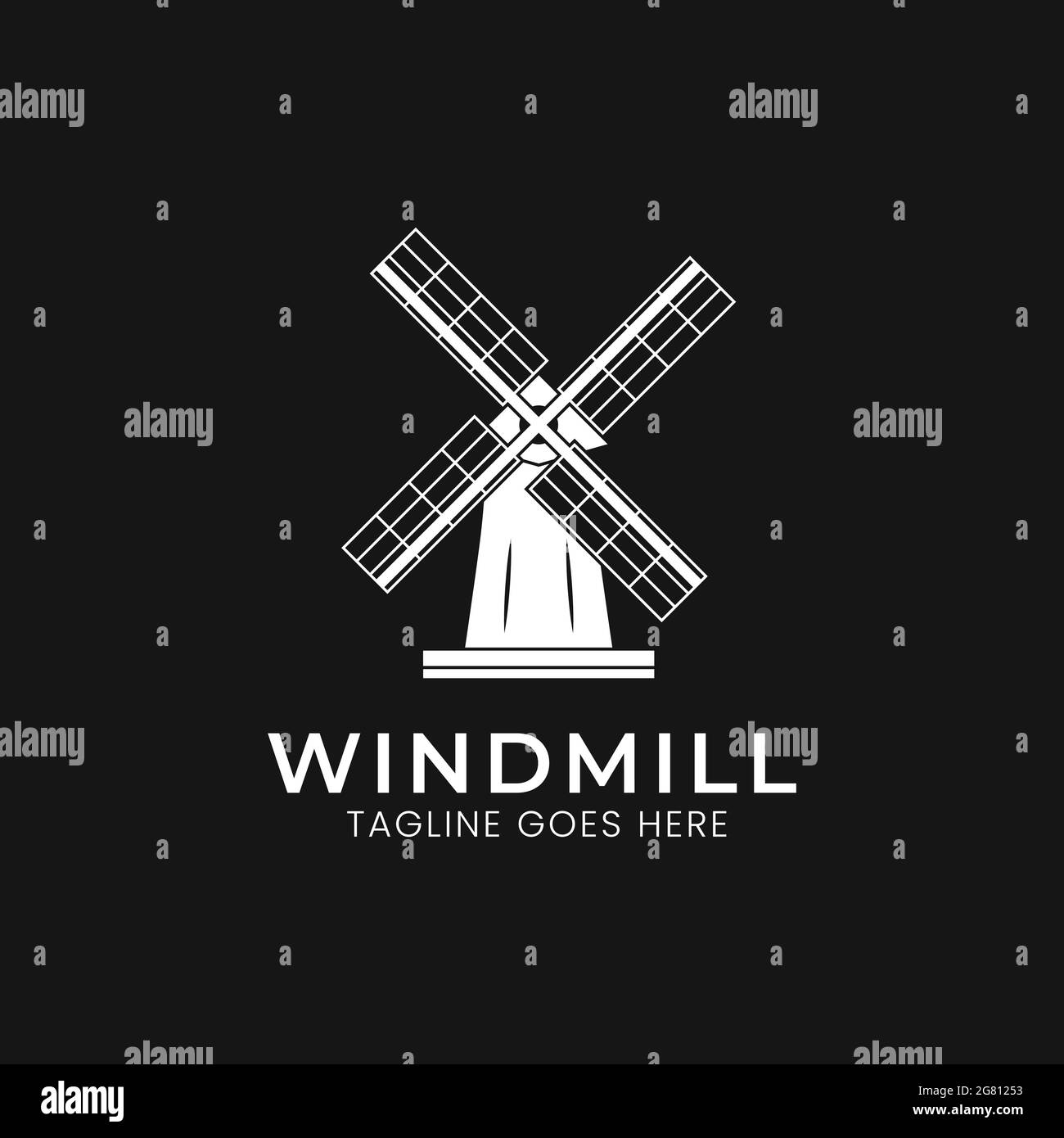 Modèle de conception du logo Windmill. Impressionnant logo de moulin à vent hollandais, parfait pour divers besoins de logo d'affaires Illustration de Vecteur