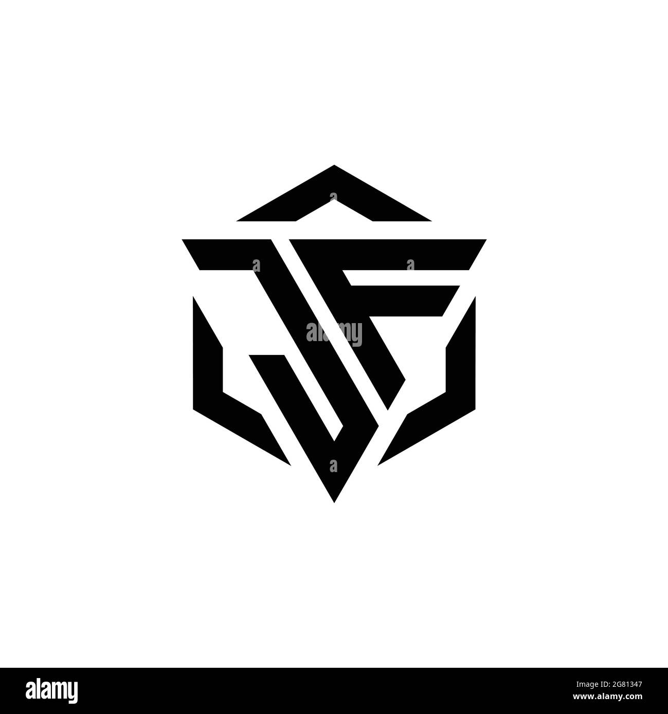 Monogramme JF logo avec gabarit de conception moderne triangulaire et hexagonale isolé sur fond blanc Illustration de Vecteur