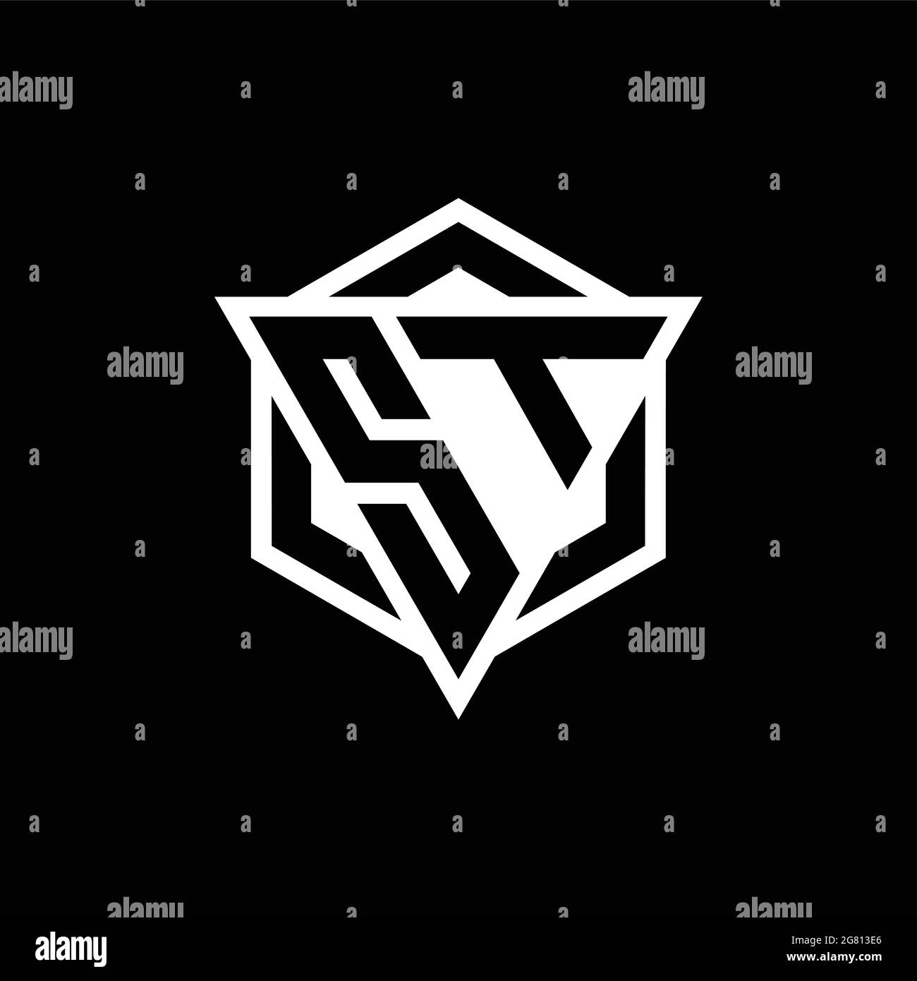 MONOGRAMME DU LOGO ST avec combinaison de triangles et de formes hexagonales isolée sur le dos et de couleurs blanches Illustration de Vecteur