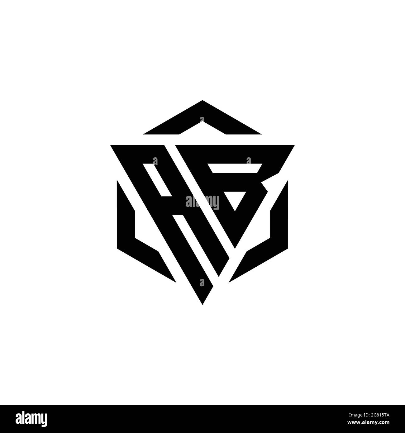 AB logo monogramme avec triangle et modèle de conception moderne hexagonal isolé sur fond blanc Illustration de Vecteur